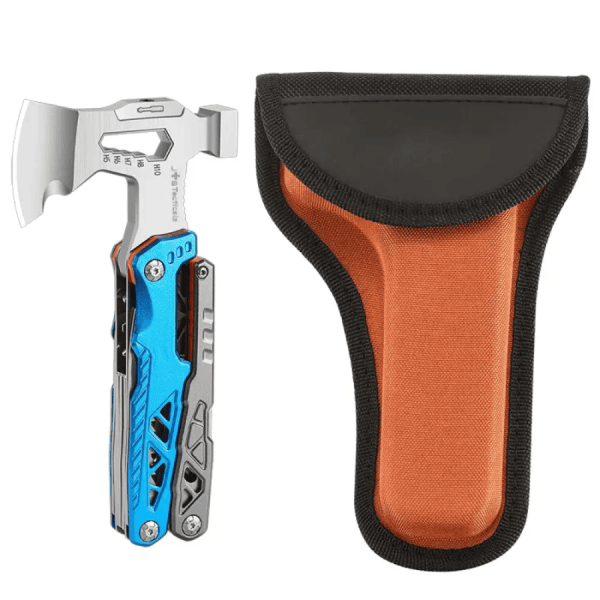 JB Tacticals Multitool with Axe 24in1 - Blue | Knife, Bits, Pliers + Belt Holster