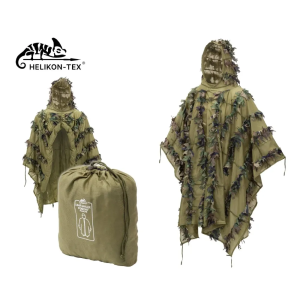 Maskēšanās pončo - Helikon-Tex LEAF GHILLIE PONCHO® - US Woodland
