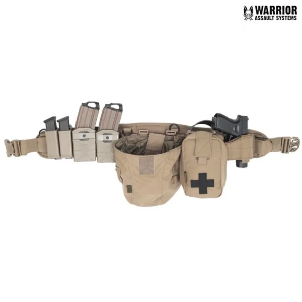 WAS Padded Load Bearing Belt with Holster, 2 Utility plus 2 Pistol and 2 Rifle Mag Pouches Coyote