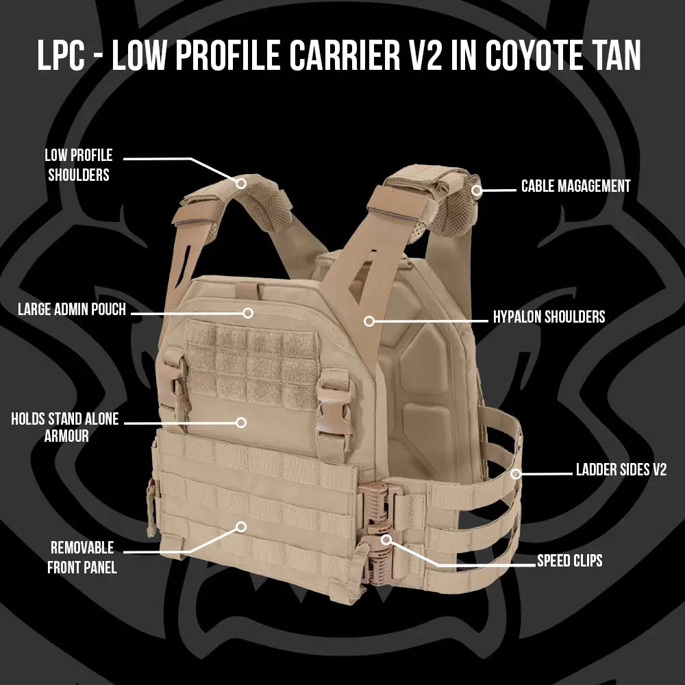 Uzkabe WAS Low Profile Carrier V2 With Large Ladder Sides Coyote Tan