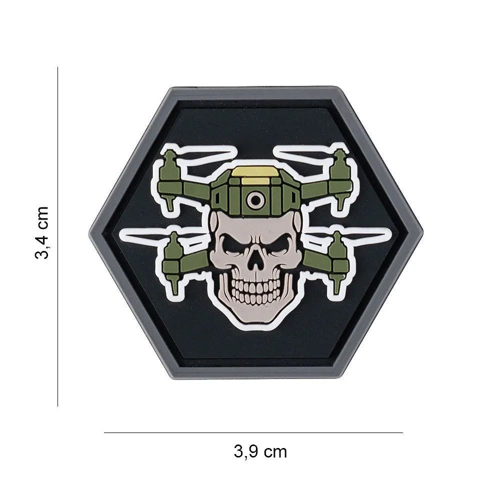 Uzšuve 3D PVC Patch Double Drone Skull #8014