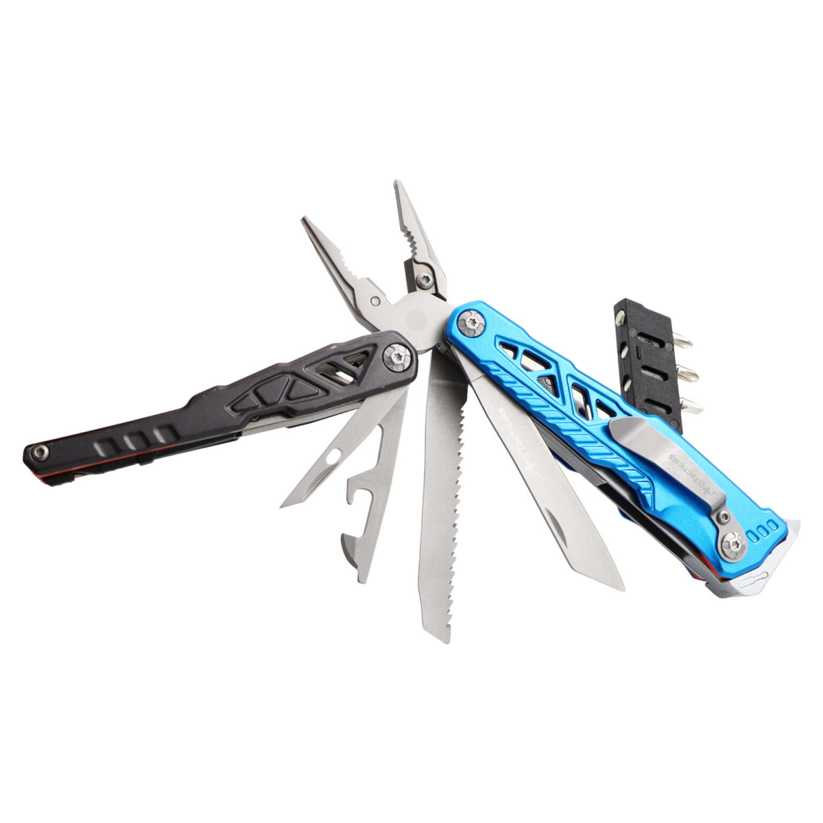 JB Tacticals Multitool JB-09 17in1 – blue | knife, pliers, fire starter + belt pouch