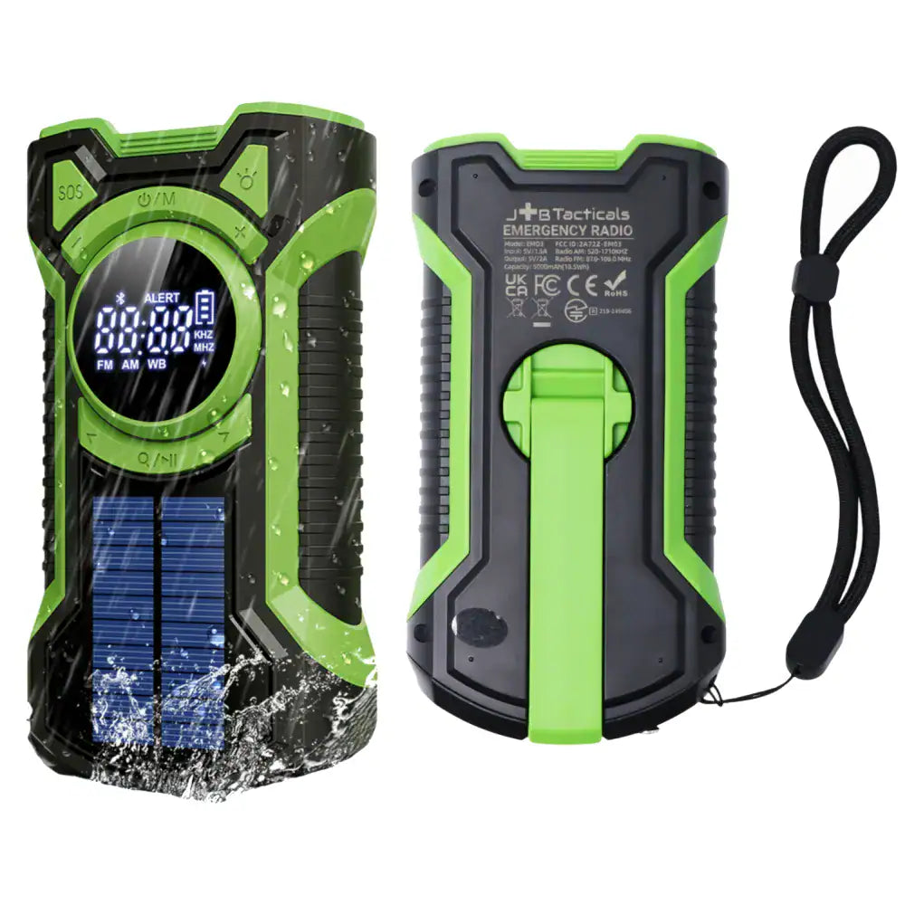 JB Tacticals Avārijas situācijas Radio ar Dinamo, Lukturi, Saules Paneli un 5000 mAh Power Bank