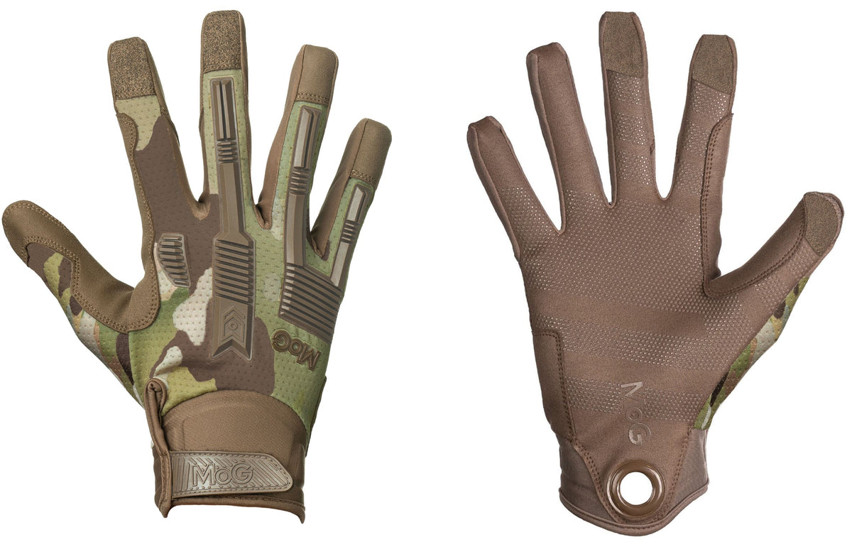 Cimdi MOG Target High Abrasion ErgoShield Multicam — plaukstas un virspuses skats
