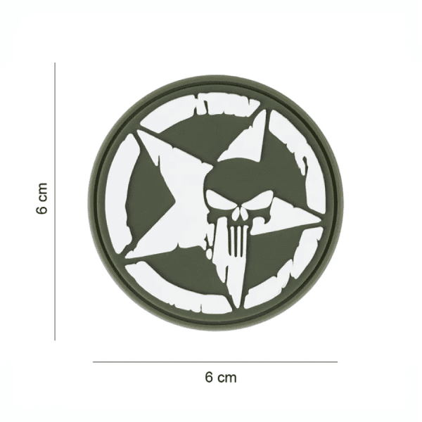 Uzšuve 3D PVC Punisher allied star green