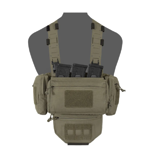 Warrior Laser Cut Modular Chest Rig with 4 Utility Pouches and Triple Mag Pouch Ranger Green