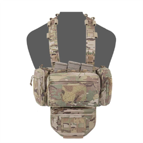 Warrior Laser Cut Modular Chest Rig with 4 Utility Pouches and Triple Mag Pouch Multicam