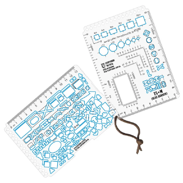 Protraktors (leņķmērs) Ecopybook Tactical Rulers TS+M NATO (Blue Border) — Citi EDC piederumi