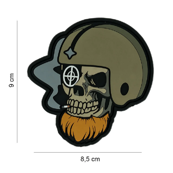 Uzšuve 3D PVC Bearded skull pilot #6116