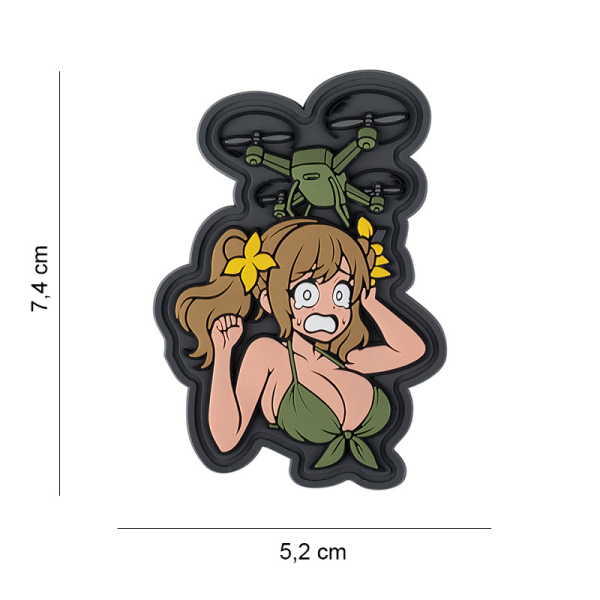 Uzšuve 3D PVC Patch Oops girl with Drone #8012