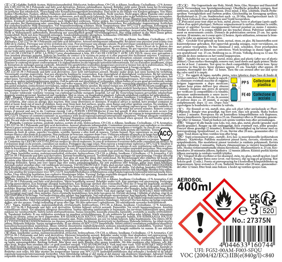 Krāsas aerosols MFH Signal Red RAL 3001, 400 ml