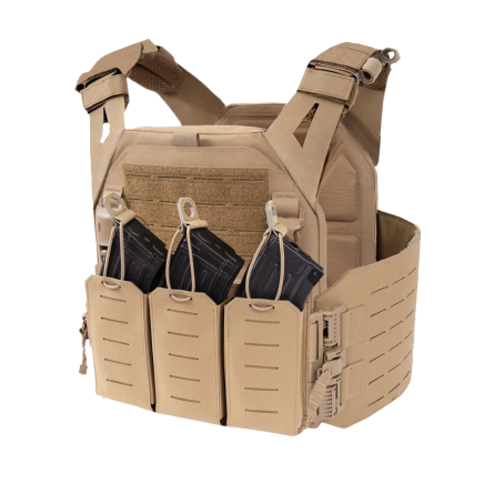 Uzkabe WAS LPC (Solid Sides) with Detachable Triple MOLLE Open Pouch Large Coyote Tan