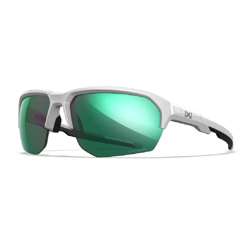 Brilles WileyX JAKL Captivate Polarized l Green Mirror Polished White Frame
