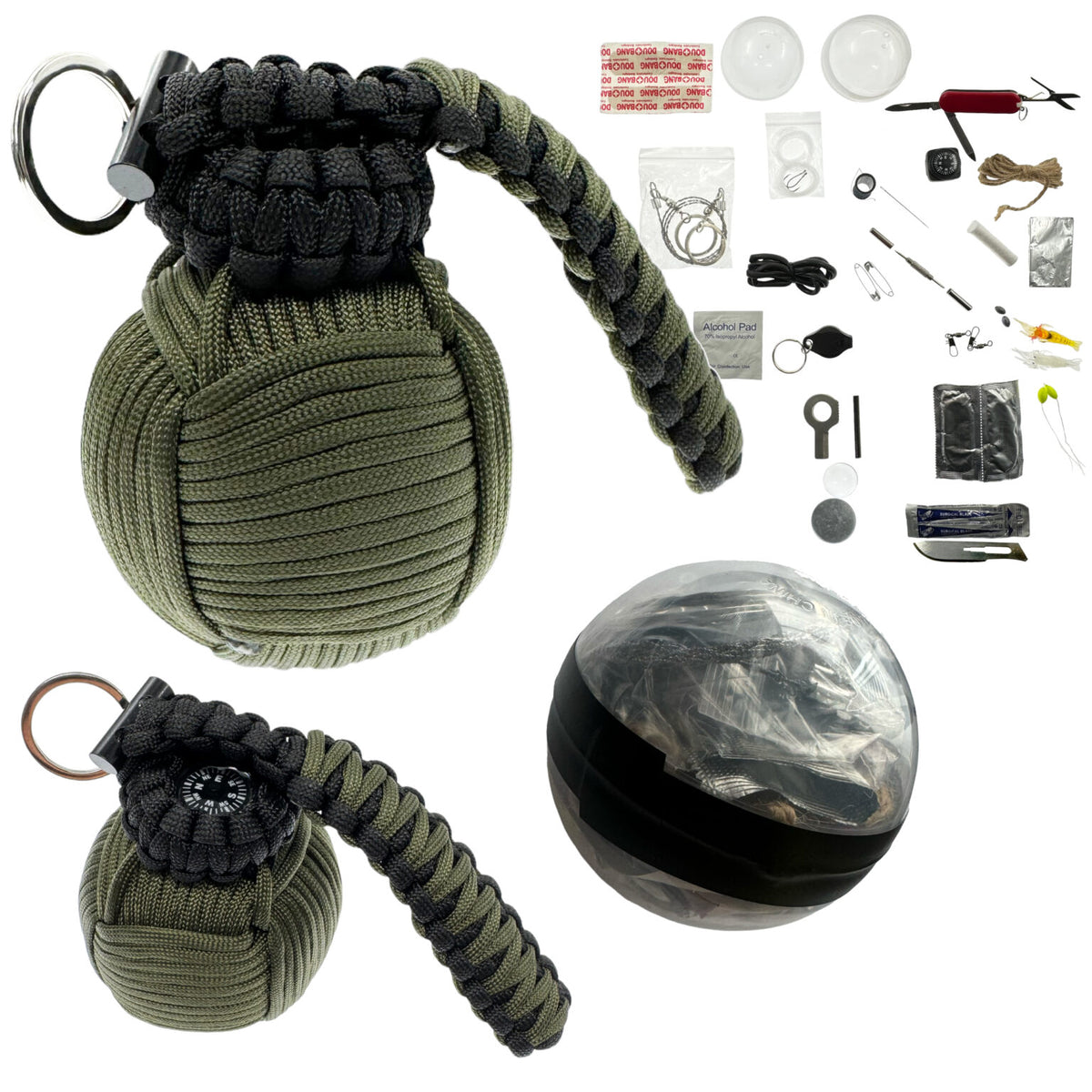 JB Tacticals Izdzīvošanas Komplekts Granāta Paracord Green