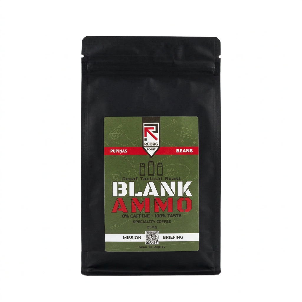 Bezkofeīna Kafijas Pupiņas REORG POINT Blank Ammo 250g