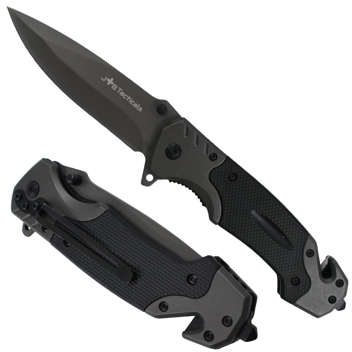 JB Tacticals Nazis JB Tacticals Survival 06 Rescue Folding Knife - Dark Grey