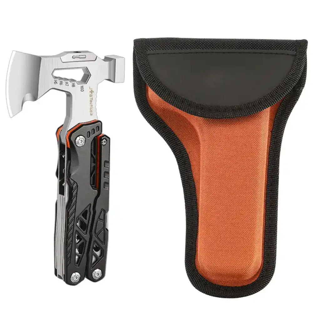 JB Tacticals Multitool with Axe 24in1 - Black | Knife, Bits, Pliers + Belt Holster