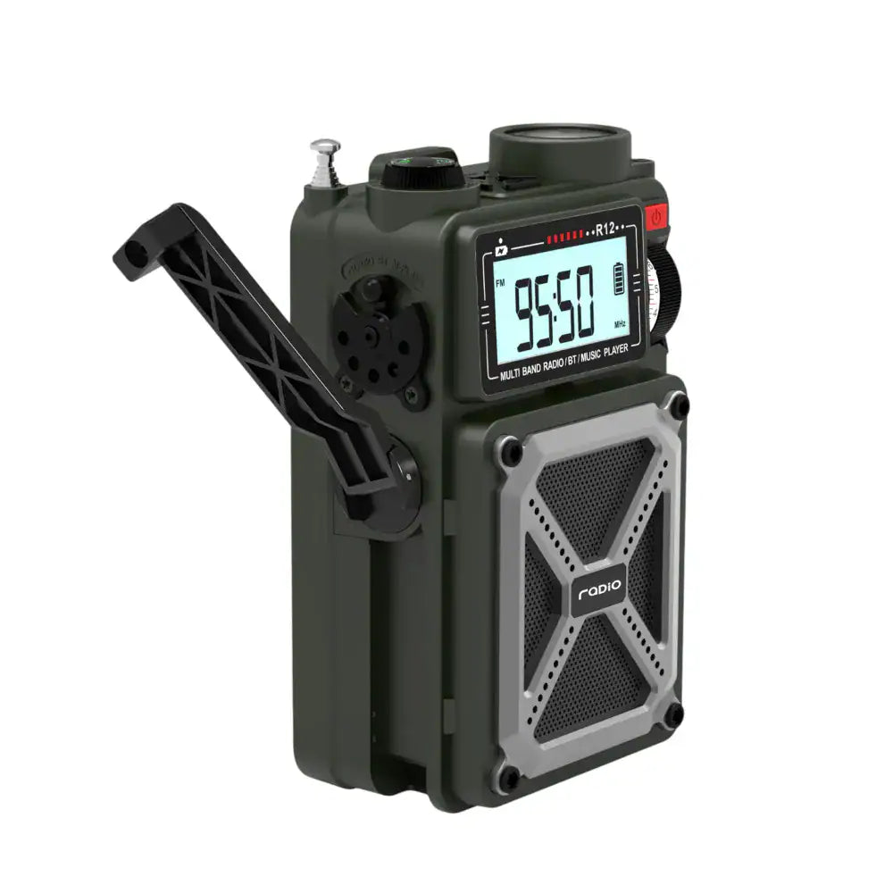 JB Tacticals 72h somas Radio R12 ar batareju, power bank, dinamo, USB, LED gaismu un SOS pogu