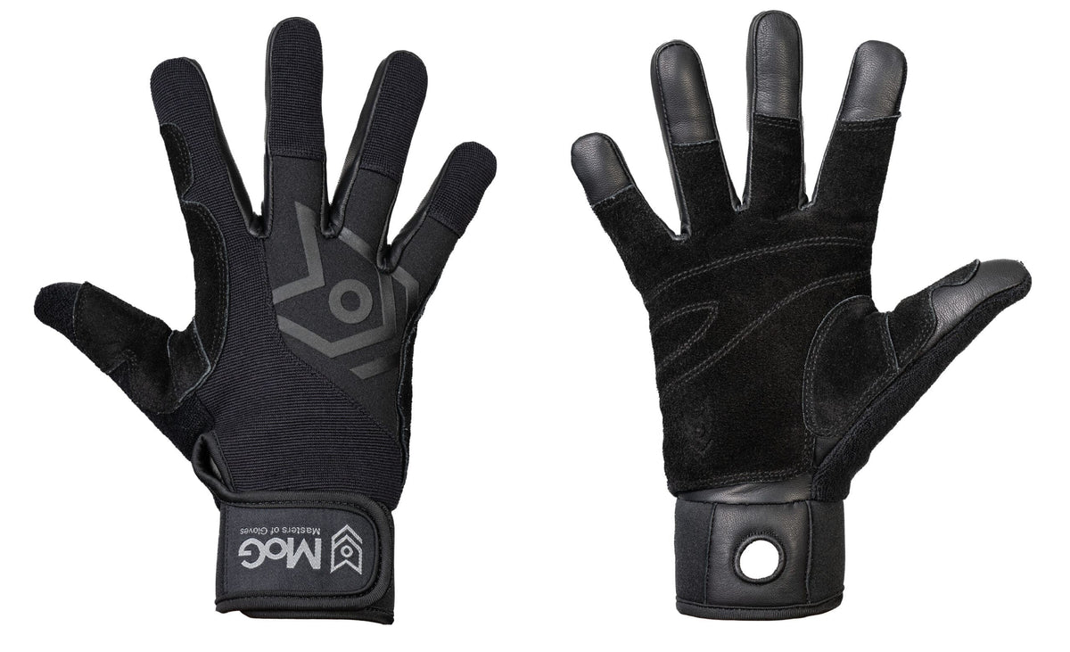 Cimdi MOG Abseil/Rappel Black — plaukstas un virspuses skats