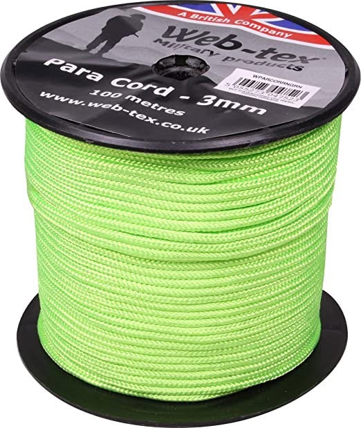 Virve 3mm (Web-Tex) Neon zaļa- cena par 1 m