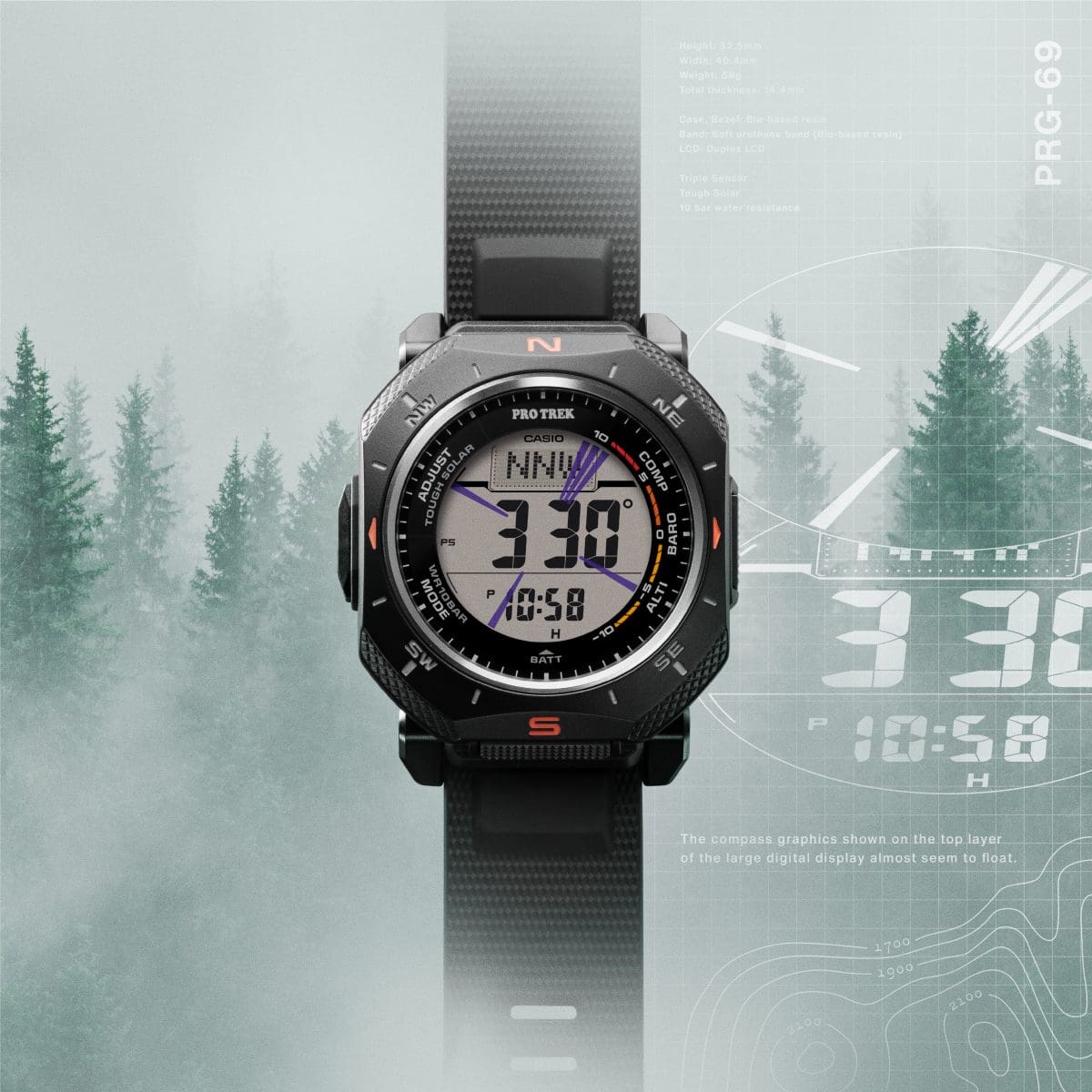 CASIO PRO TREK PRG-69-1ER pulkstenis – detaļa