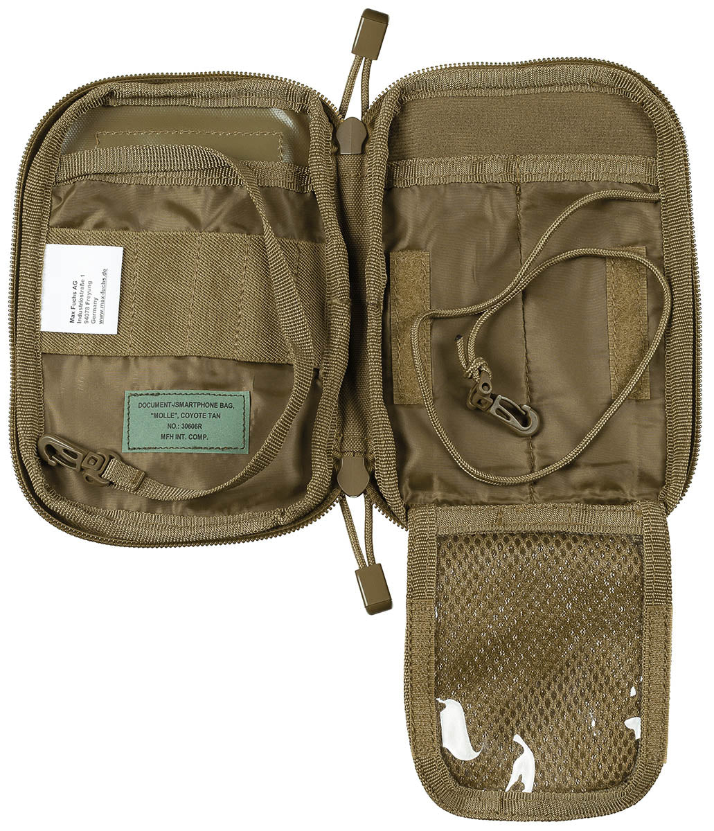 MFH MOLLE dokumentu un telefona somiņa Coyote Tan — detaļas